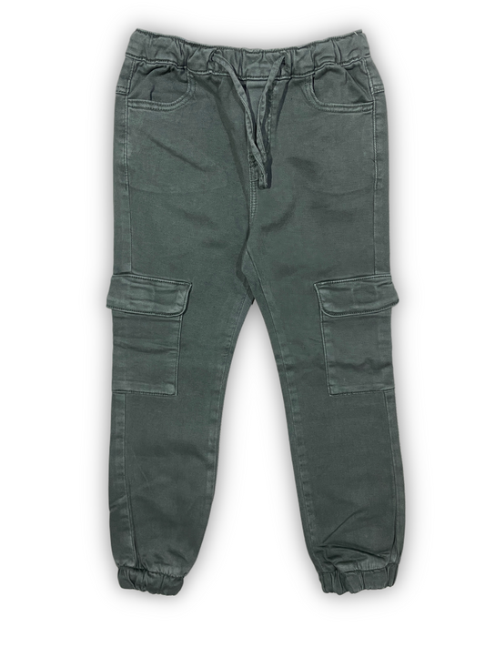 Green Cargo Pants with Drawstring Waist