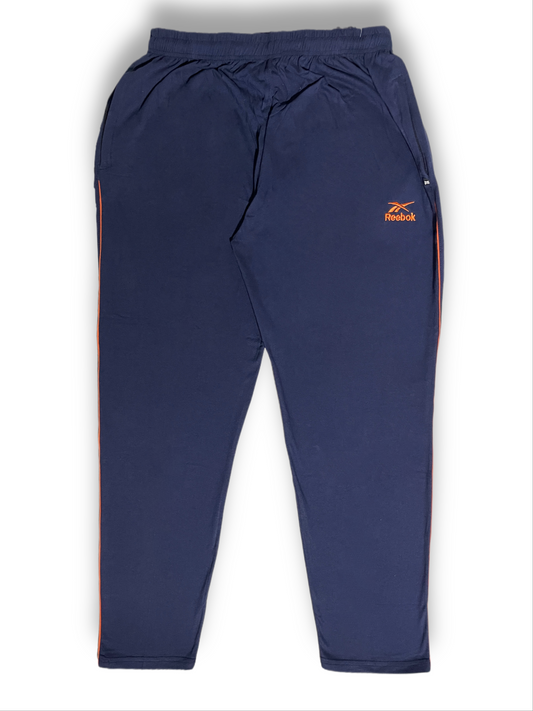 Navy Blue Athletic Trousers with Orange Side Stripe