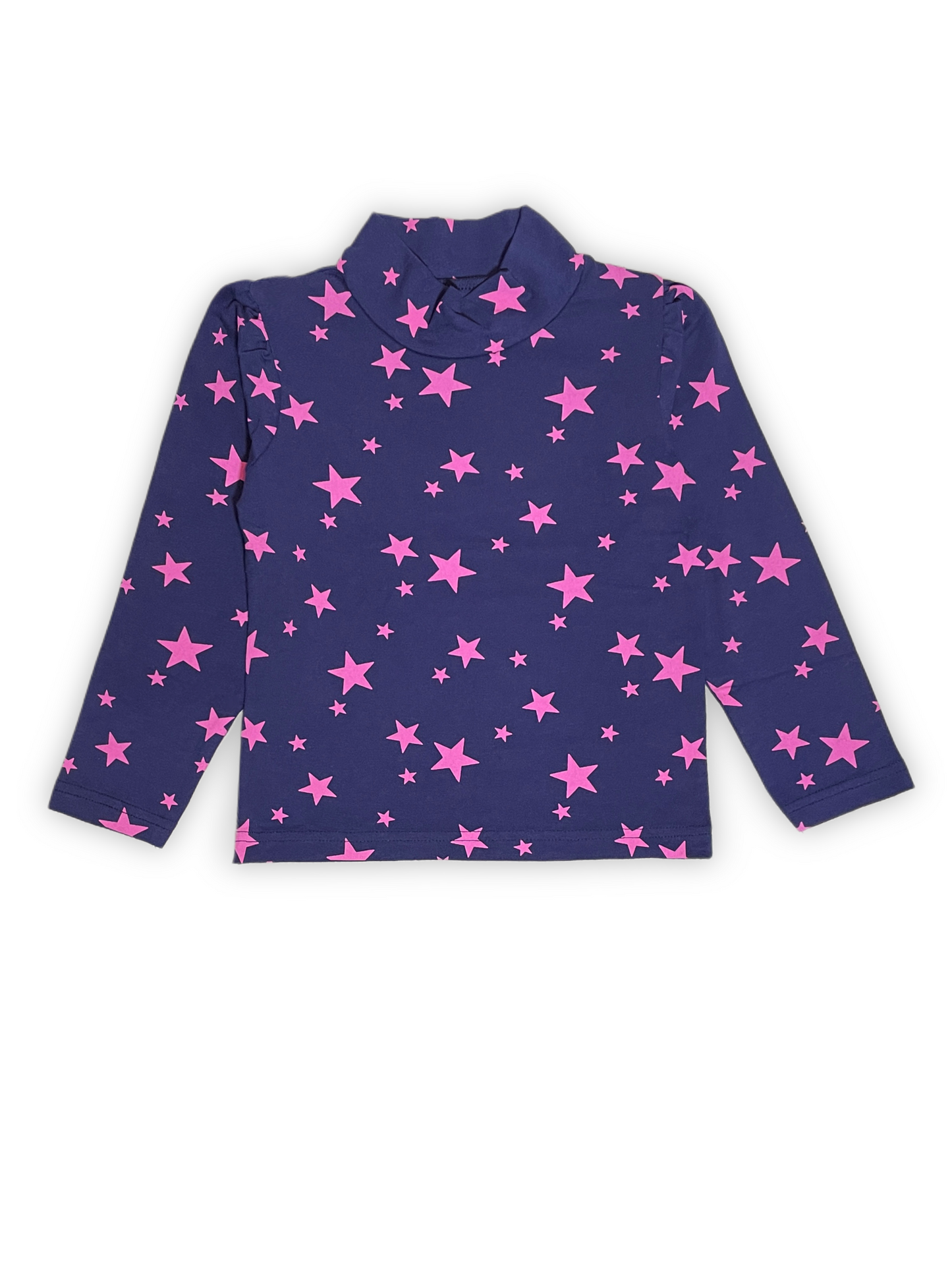 Navy Blue Long Sleeve Star Print T-Shirt