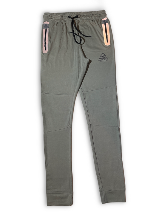 Reflective Grey trouser with Zipper Pockets and Triangle Logo