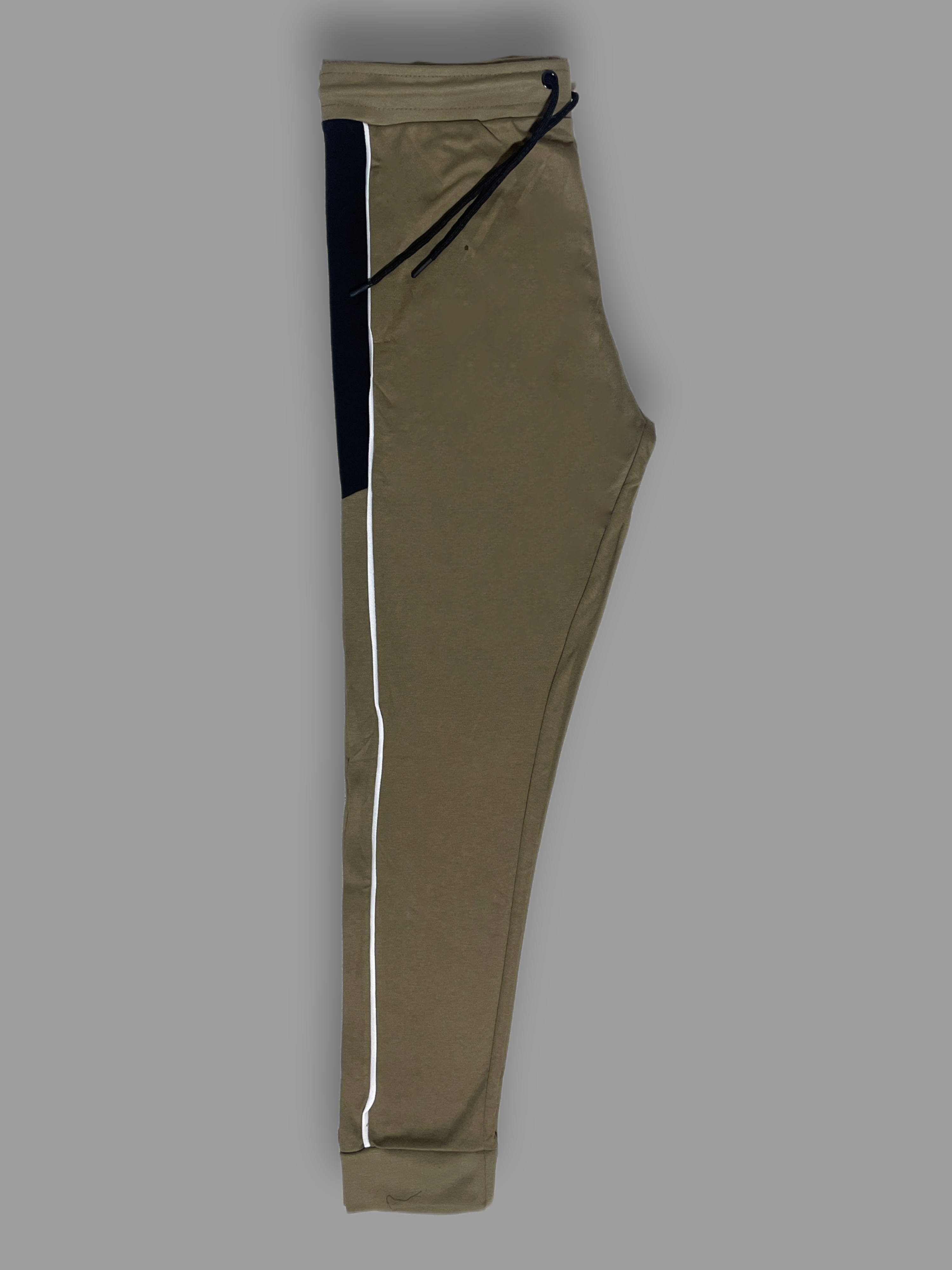 Olive Green Athletic Joggers with Side Stripes