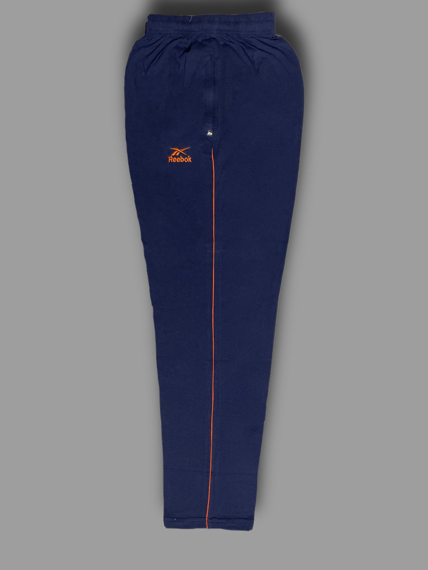 Navy Blue Athletic Trousers with Orange Side Stripe