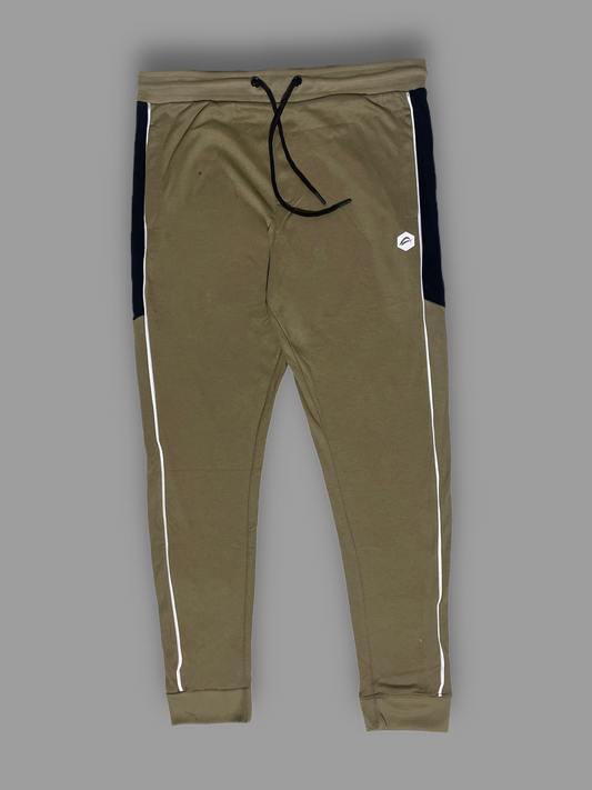 Olive Green Athletic Joggers with Side Stripes