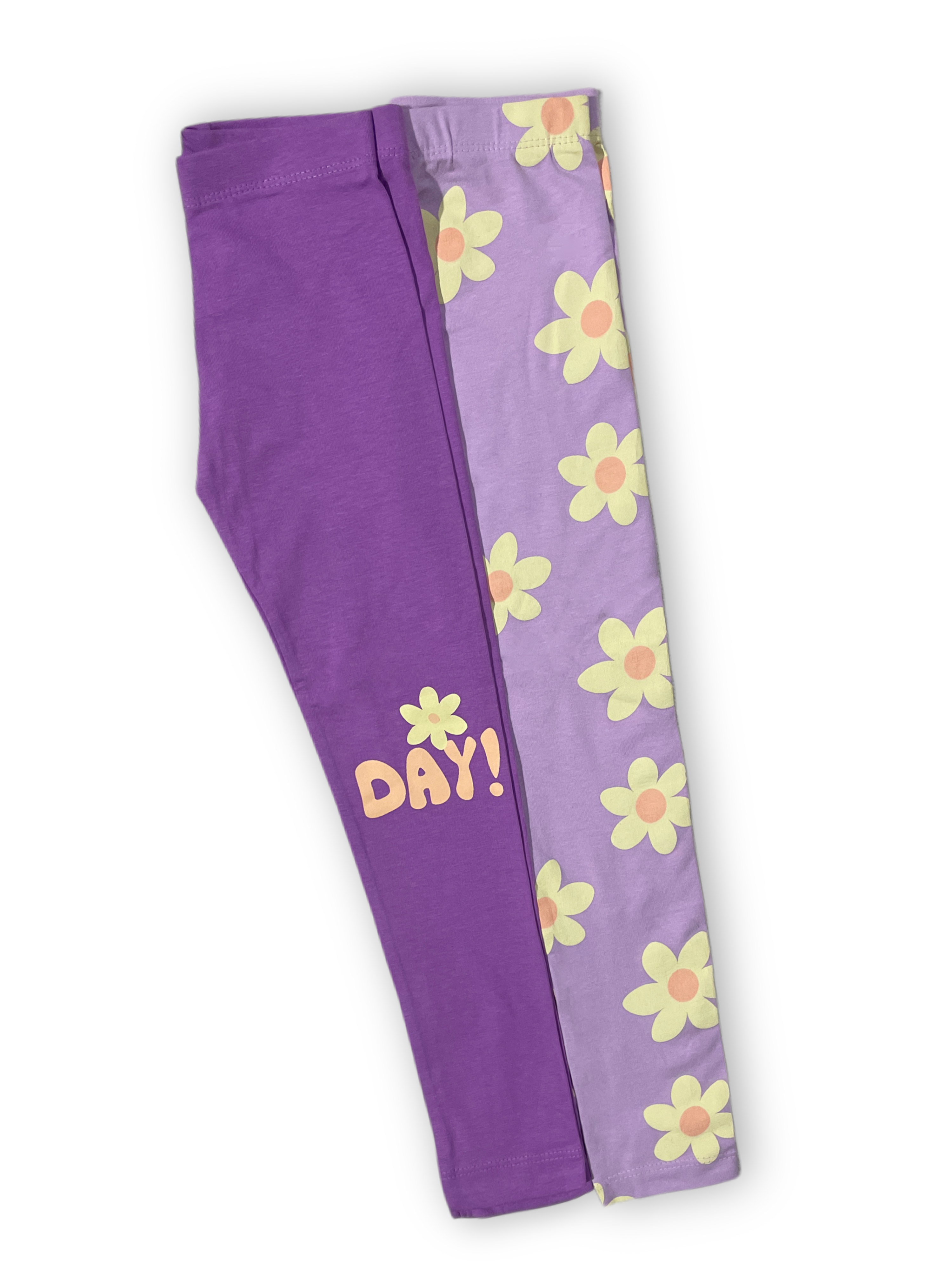 Purple Leggings with "Day" Flower Design