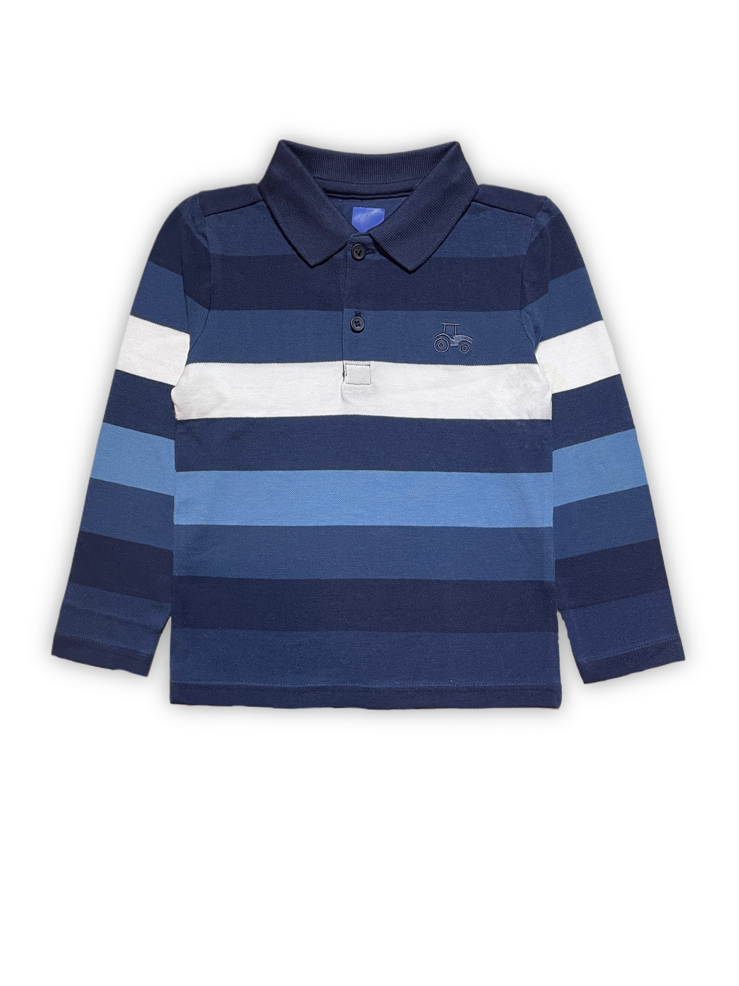 Blue Striped Long Sleeve Polo Shirt