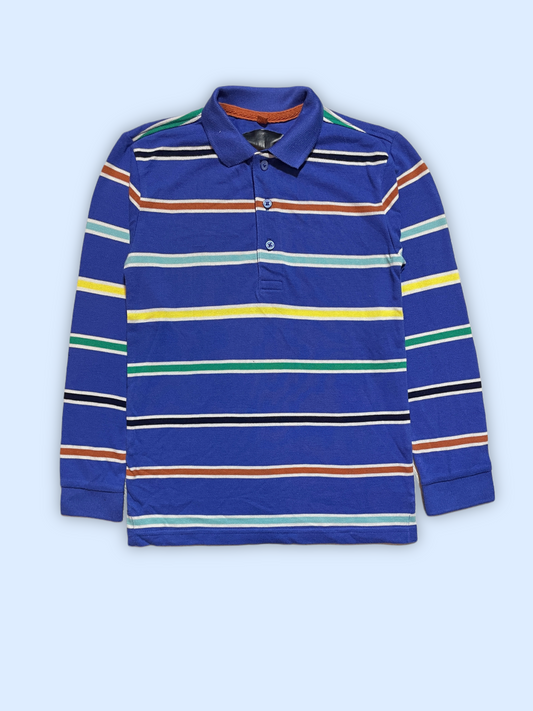 Striped Long-Sleeved Polo Shirt