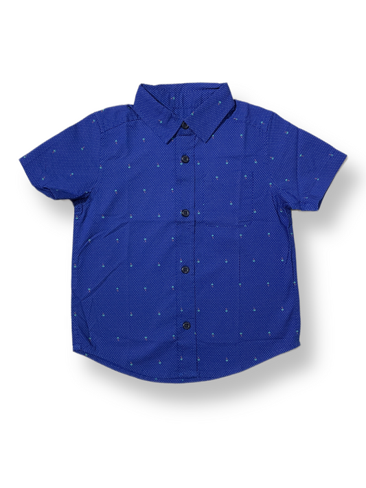 Classic Blue Short-Sleeve Button-Up Shirt