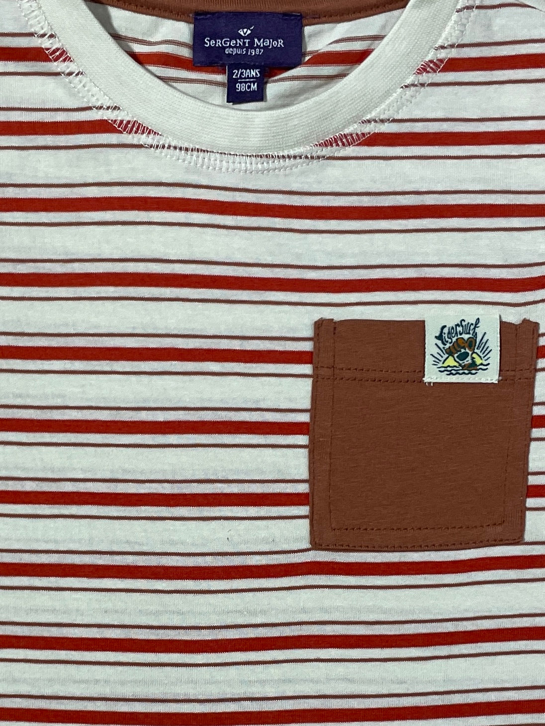 Striped Casual Cotton T-Shirt with Patch Pocket