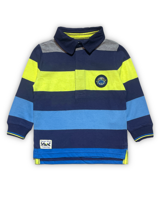 Striped Polo Shirt with Patch