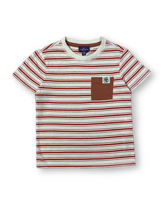 Striped Casual Cotton T-Shirt with Patch Pocket