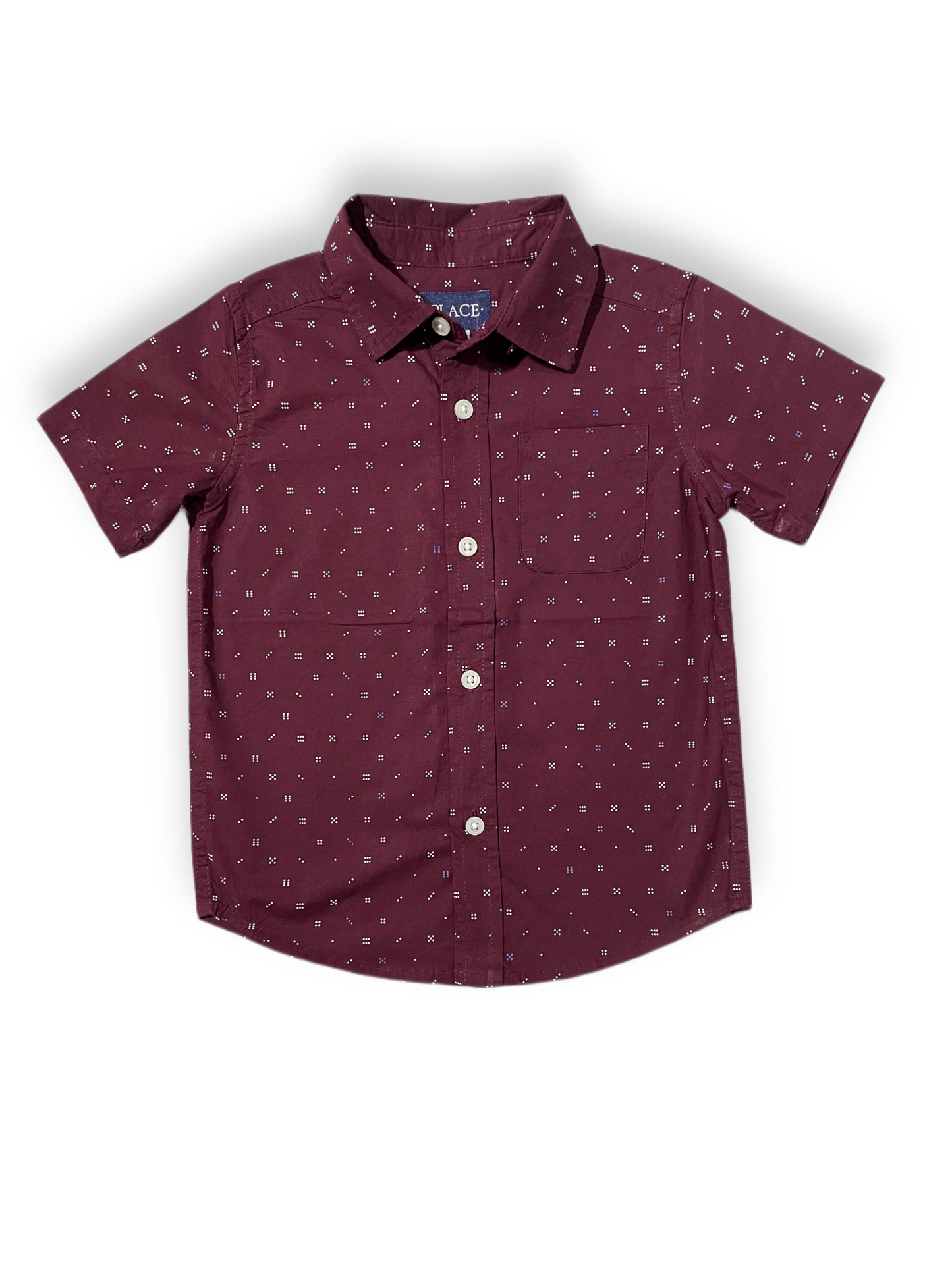 Classic Maroon Printed Short Sleeve Casual Shirt