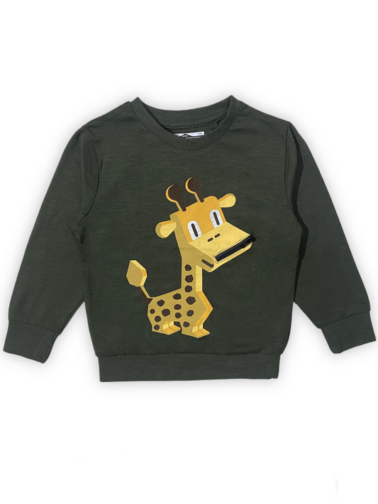 Kids Green Giraffe Shirt