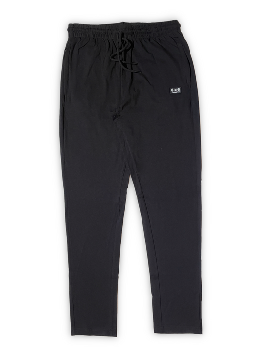 Black Jogger Pants with Drawstring Waistband and Side Pockets.