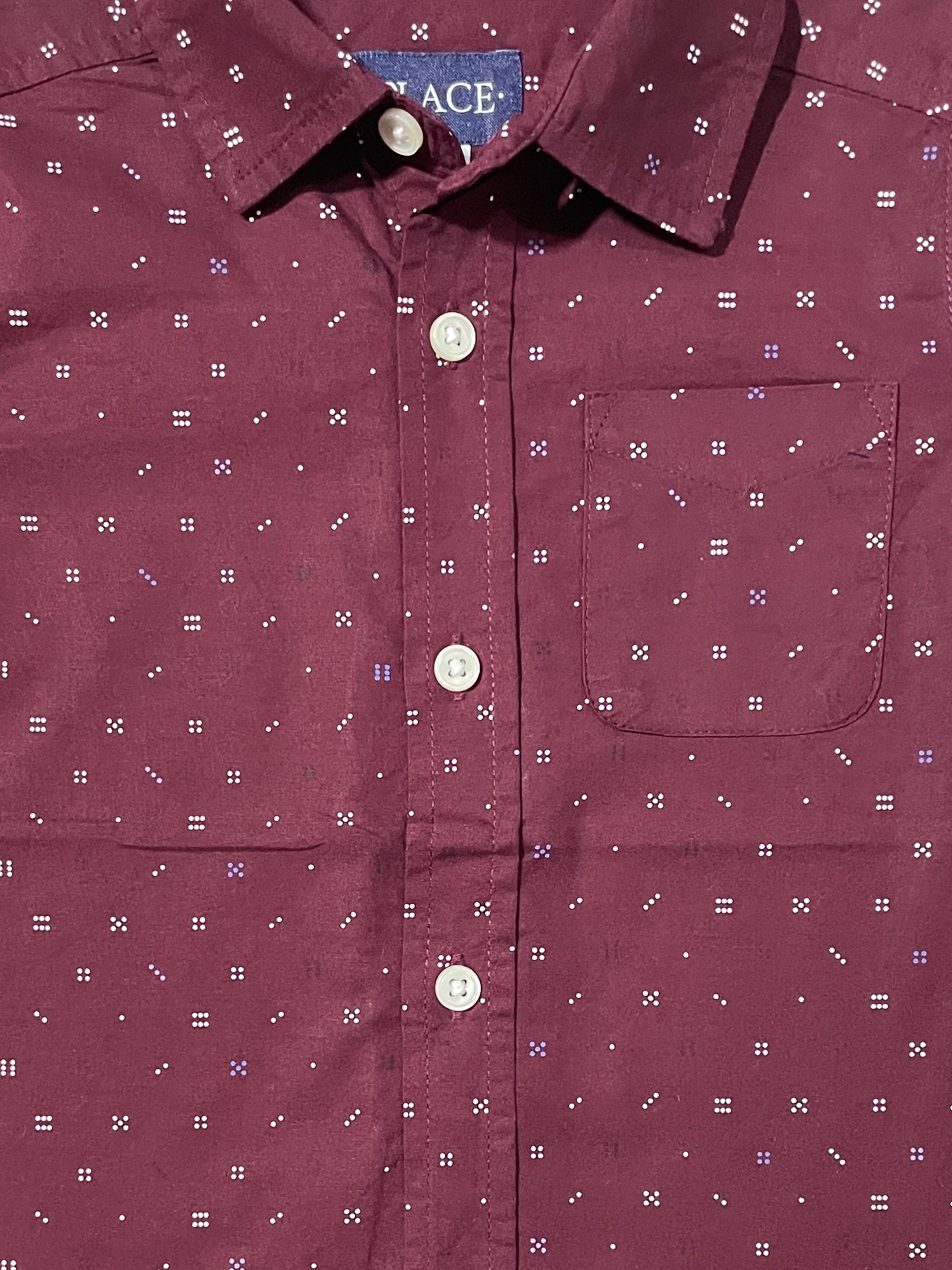 Classic Maroon Printed Short Sleeve Casual Shirt