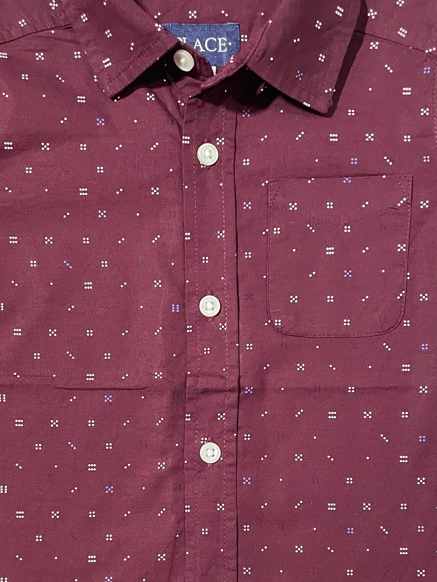 Classic Maroon Printed Short Sleeve Casual Shirt