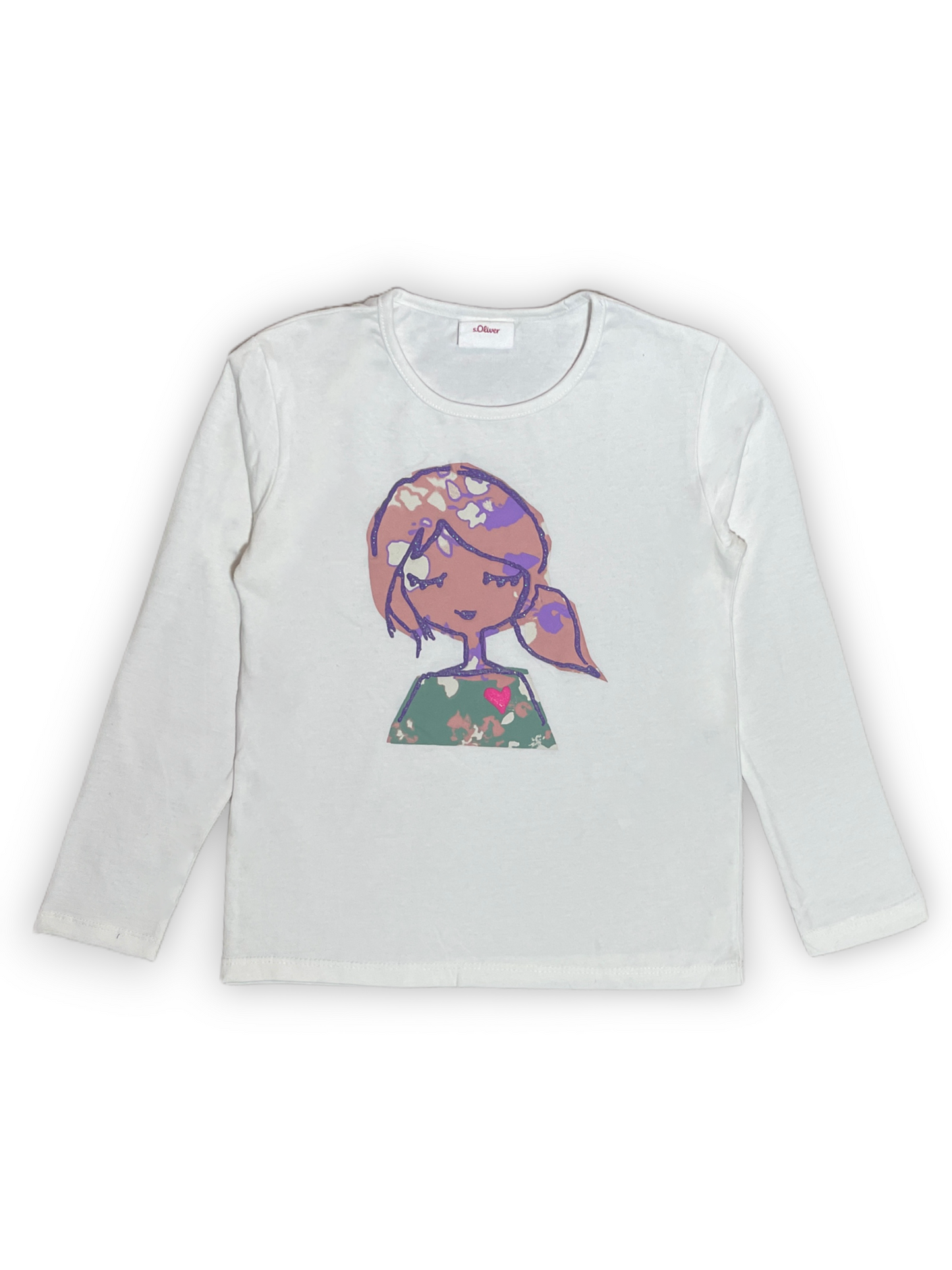 White Long Sleeve T-shirt with Girl Design